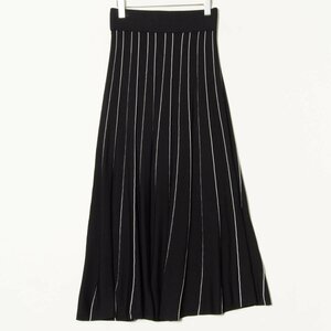 [1 иен старт ]CELFORD cell Ford полоса рисунок вязаный юбка flair юбка длинный длина искусственный шелк нейлон femi человек чёрный черный 38