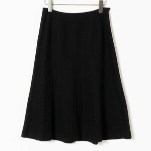 SCAPA Scapa woman lady's flax cotton skirt 38 M made in Japan black black A line simple on goods side zipper lining equipped spring summer autumn 