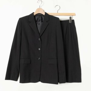 INED Ined setup suit jacket shoulder pad entering tight skirt plain 3 wool 100% black black beautiful . formal 