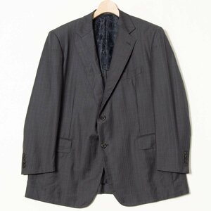 Aquascutum アクアスキュータム シングル テーラードジャケット 背抜き ウール100％ ストライプ 灰色/グレー メンズ フォーマル 紳士