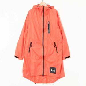 KiU raincoat kiu orange Zip up poketabru hood draw code rainwear Logo storage pouch polyester 100% free size 