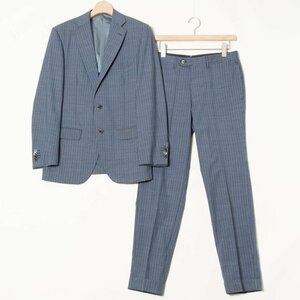 ESTNATION Est ne-shon size 46 setup top and bottom set stripe navy series wool 100% men's gentleman formal casual 