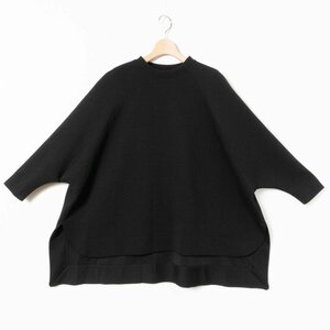 EUCLAIDeuk Raid oversize crew neck sweat black black poly- rayon 38~40 size solid Silhouette stretch thick 