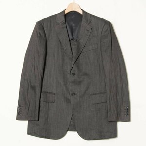 MACKENZIE シングル 背抜き テーラードジャケット サイズAB5 チャコール系 2ボタン リネン100％ 麻 メンズ 紳士 フォーマル