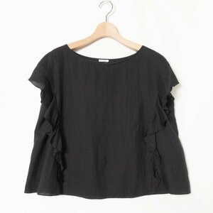  mail service 0 DRESSTERIOR Dress Terior made in Japan frill blouse tops plain thin cotton cotton black black beautiful . casual spring summer 