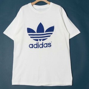 【1円スタート】メール便○ adidas アディダス ビッグロゴクルーネック半袖Tシャツ カットソー 丸胴 ベーシック 白 ホワイト メンズ USA製