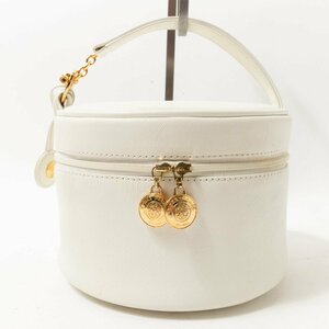 YURIE NITANI lily enitani vanity bag white Gold leather original leather lady's hand .. cosme storage beauty round shape bag bag 