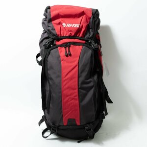 [1 jpy start ] tag attaching HI-TEC high Tec rucksack backpack bag 50L black black red red outdoor mountain climbing camp high capacity 
