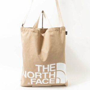 【1円スタート】THE NORTH FACE ザ ノースフェイス NN2PM11L ビッグロゴ 2WAY トートバッグ ショルダーバッグ ベージュ ホワイト bag 鞄