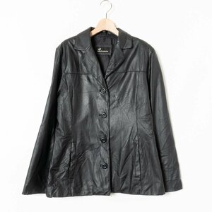 marie claire Marie Claire leather coat jacket outer garment shoulder pad entering plain original leather black black beautiful . mode casual 