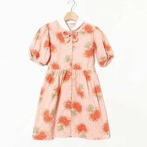 BABY PINK HOUSE ベビー ピンクハウス 2WAY パフスリーブワンピース 綿100％ 総柄 ガーリー クラシカル 春夏 ピンク L 120 キッズ 子供