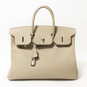 [1 иен старт ] кожа ручная сумка сумка серый ju Birkin type натуральная кожа одноцветный elegance чистый . серебряный металлические принадлежности ключ имеется женский женщина женщина 