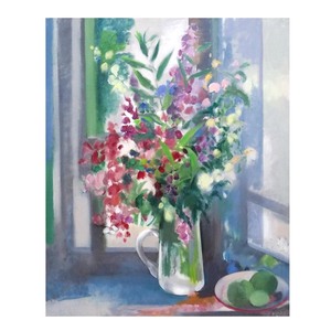 Art hand Auction Michel Boucherie Bouquet by the Window / Oil on canvas No. 20 / Produced in 1987 / Large-format work / French artist / Guaranteed authentic / ENCHANTE, Painting, Oil painting, Still life