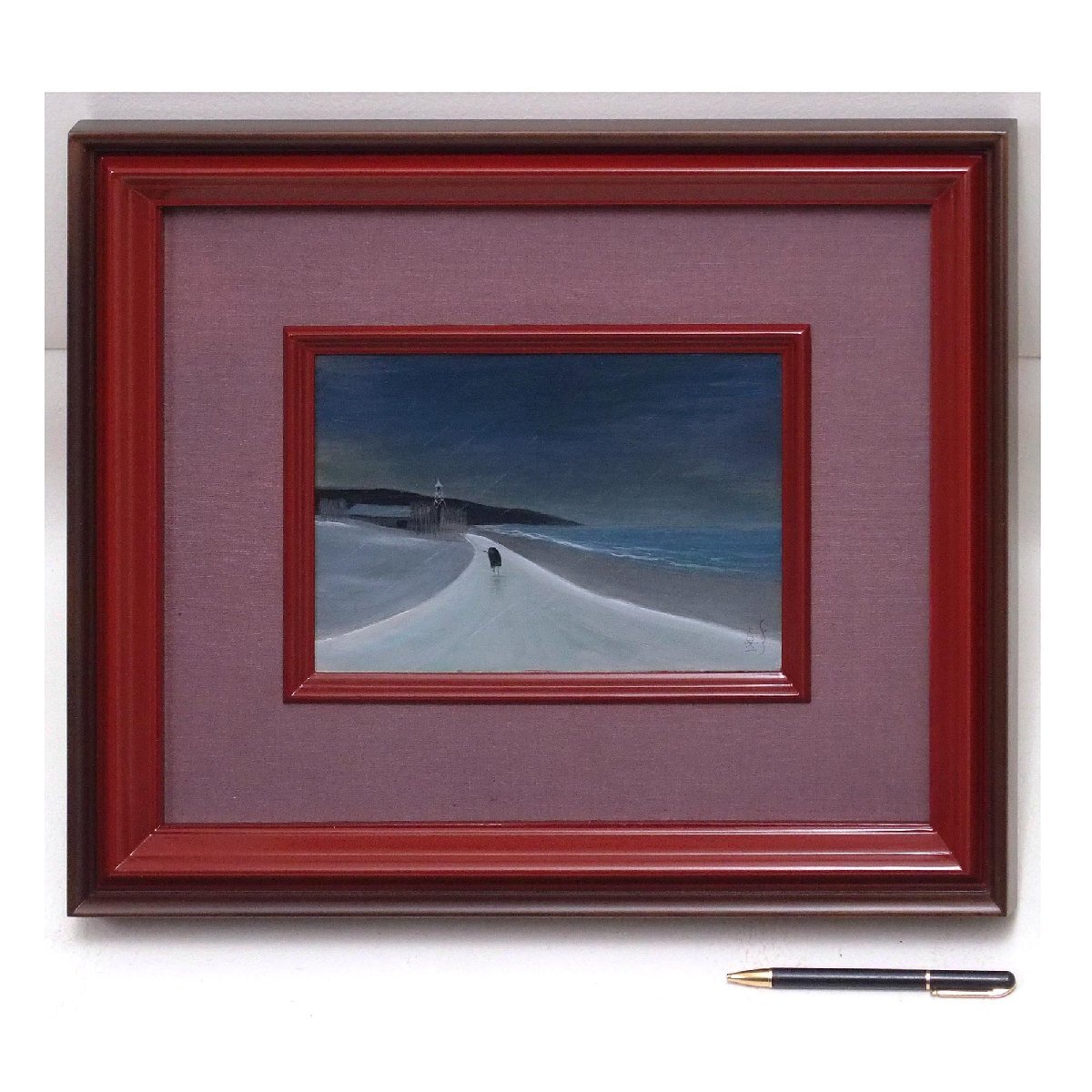 Shinichi Saito Snowy Road in Gono aus der Geschichte der blinden Musikerin Ohharu / Ölgemälde Nr. 1 auf Karton / Inklusive Nihon University Gallery-Aufkleber / Ein lyrisches Werk basierend auf der blinden Musikerin Ohharu / Garantiert authentisch / VERZAUBERN, Malerei, Ölgemälde, Natur, Landschaftsmalerei