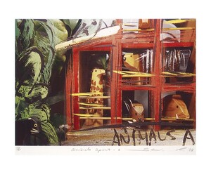 小枝繁昭 「animals apart-2」 シルクスクリーン/1987年作/直筆サイン有/ペインティングと写真を融合させた作品/売切り/真作保証/ENCHANTE