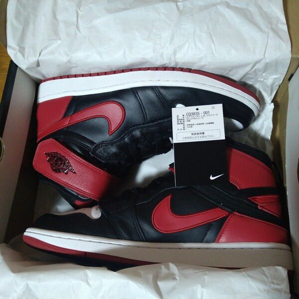 【中古美品 希少】NIKE AIR JORDAN 1 HIGH FLYEASE "Black/Gym Red"