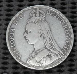 イギリス　1クラウン銀貨　1887年　27.81ｇ　38.6㎜×2.5㎜