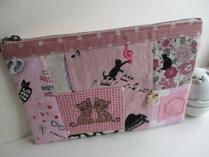  hand made * a bit largish passbook pouch +..(=^*^=) * cotton cotton cotton flax etc. various * patch : 1