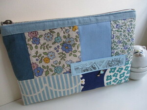  hand made * a bit largish passbook pouch + cotton cotton flax etc. various * patch * 2!