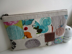  hand made * a bit largish passbook pouch + cotton cotton flax etc. various * patch * 7!