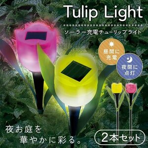 ◆送料無料(定形外)◆ フラワーライト LED 2本セット 防水 ソーラー庭園灯 埋め込み センサーライト 自動点灯 屋外 ◇ チューリップライト