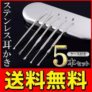 * mail service free shipping * made of stainless steel 5 pcs set spatula / springs / spiral circle wash . clean storage case attaching ear cleaning * stainless steel ear .. set 