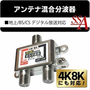 ◆送料無料/規格内◆ アンテナ 混合器 分波器 VHF/UHF 地上デジタル/BS/110度CSデジタル放送対応 4K 8K対応 屋内用 ◇ 4K8Kの混合分波器