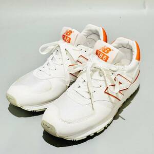 甲IP020　外観美品　クリーニング済　訳あり品　25.5cm　ニューバランス　New Balance　M386WO　ホワイト×オレンジ　スニーカー　靴　