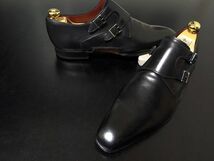 美品 マグナーニ 42 Magnanni オパンケ製法 トリプルモンクストラップ ドレスシューズ 黒 8585_画像4