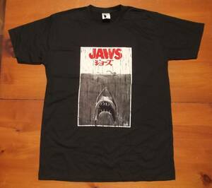 新品【Jaws】映画 ジョーズ プリント Tシャツ L // スティーヴン・スピルバーグ シネマTシャツ ムービーTシャツ