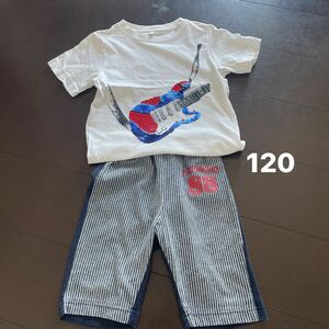 子供服　120 GU キッズ服　スパンコール　 ハーフパンツ Tシャツ セットアップ 半袖Tシャツ