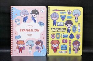 ■エヴァンゲリオン EVANGELION Wリングノート ファンシー柄 イエロー ピンク セット 訳あり B2209120