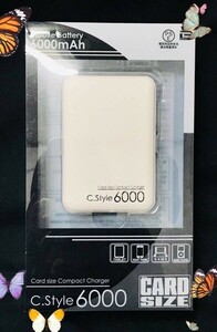 スマホ スマートフォン タブレット ミュージックプレイヤー モバイルバッテリー C.Style 6000mAh USB カードサイズ B2011150