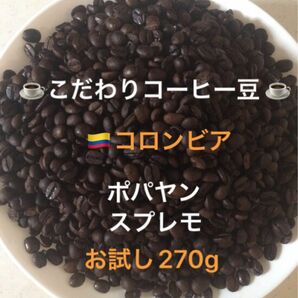 こだわりコーヒー豆　コロンビア　ポパヤンスプレモ270g 中深煎り　自家焙煎珈琲　Qグレード