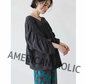 ◆新品◆AMERICAN HOLIC◆Vネック袖ギャザーブラウス◆Lサイズ◆