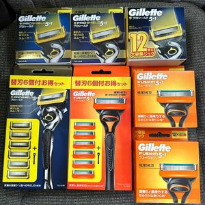 Gillette ジレット 新品 未使用 フュージョン5+1 替刃 大容量パック プロシールド お得セット 5枚刃 エアー シェービング 髭剃り 12コ入