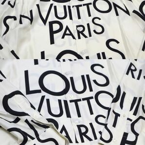 国内正規品 Louis Vuitton SILK100％ オールオーバーロゴ MENS 長袖シャツ ルイヴィトン LV LOGO 総柄 シルクXXL シャツ アイボリー M MO-1の画像5