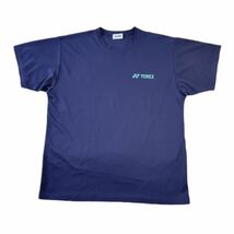 YONEX/ヨネックス グラフィックバックプリント ショートスリーブシャツ 半袖Tシャツ ロゴ スポーツ バドミントン テニス ウェア 紺 メンズL_画像1