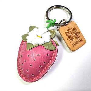 MARAH strawberry strawberry original leather .... key holder lovely handmade cow leather 100% bag charm 