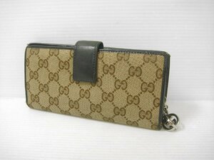 5206 グッチ GUCCI 233024 GG柄 長財布 キャンバス×レザー GGチャーム ブラウン系 クリックポスト 送料185円