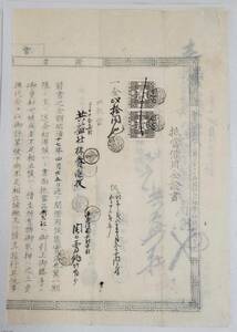 手彫印紙　古文書　　抵当借用金登書　　明治17年