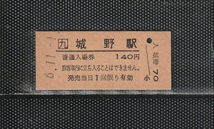 JR九州 城野駅 140円 硬券入場券 未使用券 