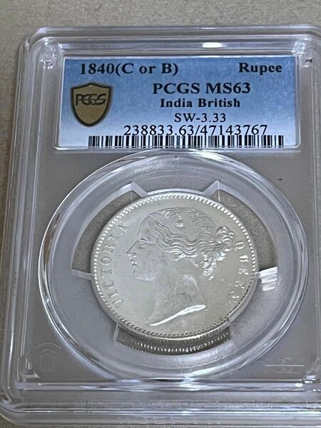 専用　MS63 英領 インド ルピー 銀貨 1840 ヴィクトリア PCGS 47143767