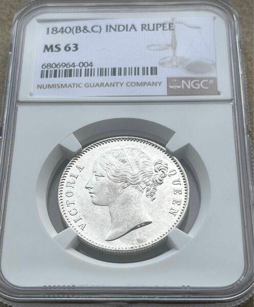 MS63 英領 インド ルピー 銀貨 1840 ヴィクトリア NGC ビクトリア　アンティークコイン ヤングヘッド