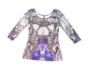 KTZ ケーティーゼット Digi Print TOP Blue Rose Lace プリントカットソー 