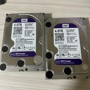 【二枚セット】N50/51:(動作保証/使用0時間/AVコマンド対応)Western Digital Purple 4TB WDC WD40PURX 3.5インチ SATA HDD 