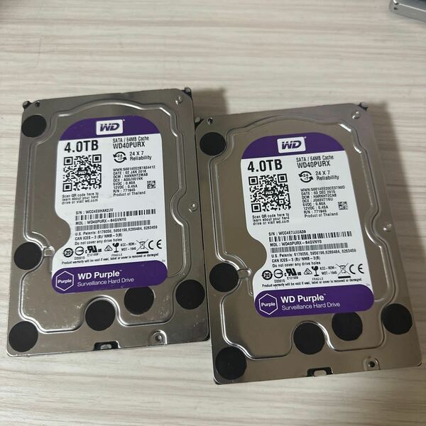 【二枚セット】N56/57:(動作保証/使用0時間/AVコマンド対応)Western Digital Purple 4TB WDC WD40PURX 3.5インチ SATA HDD 