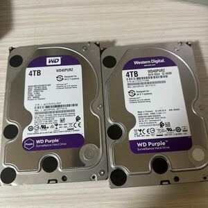 【二枚セット】N72/73:(動作保証/使用0時間/AVコマンド対応)Western Digital Purple 4TB WDC WD40PURZ 3.5インチ SATA HDD 