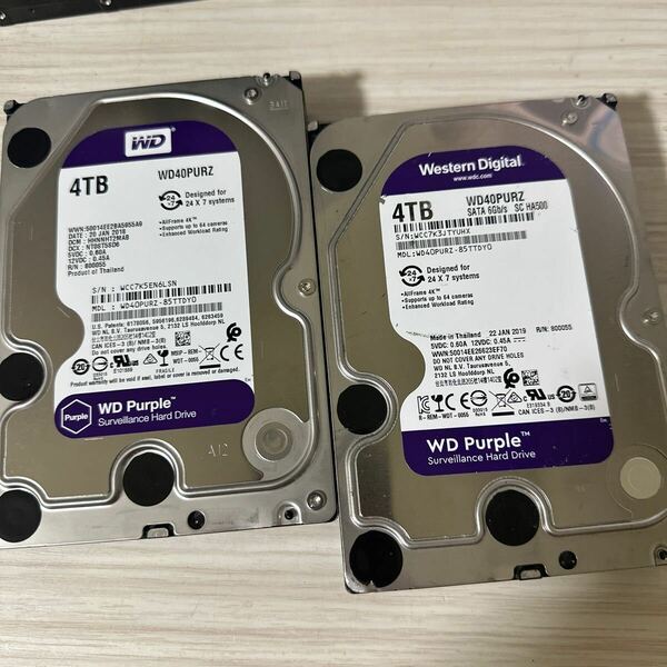 【二枚セット】N1/2:(動作保証/使用0時間/AVコマンド対応)Western Digital Purple 4TB WDC WD40PURZ 3.5インチ SATA HDD 