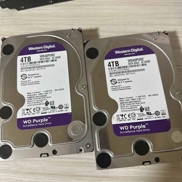 【二枚セット】N14/15:(動作保証/使用0時間/AVコマンド対応)Western Digital Purple 4TB WDC WD40PURZ 3.5インチ SATA HDD 